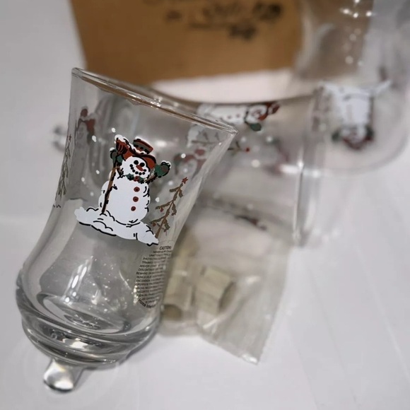 4 HOMCO / HOME INTERIORS PAINTED SNOWMAN VOTIVE CUPS - Picture 5 of 6